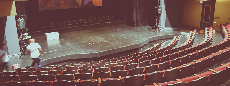 Empty theater auditorium with stage view